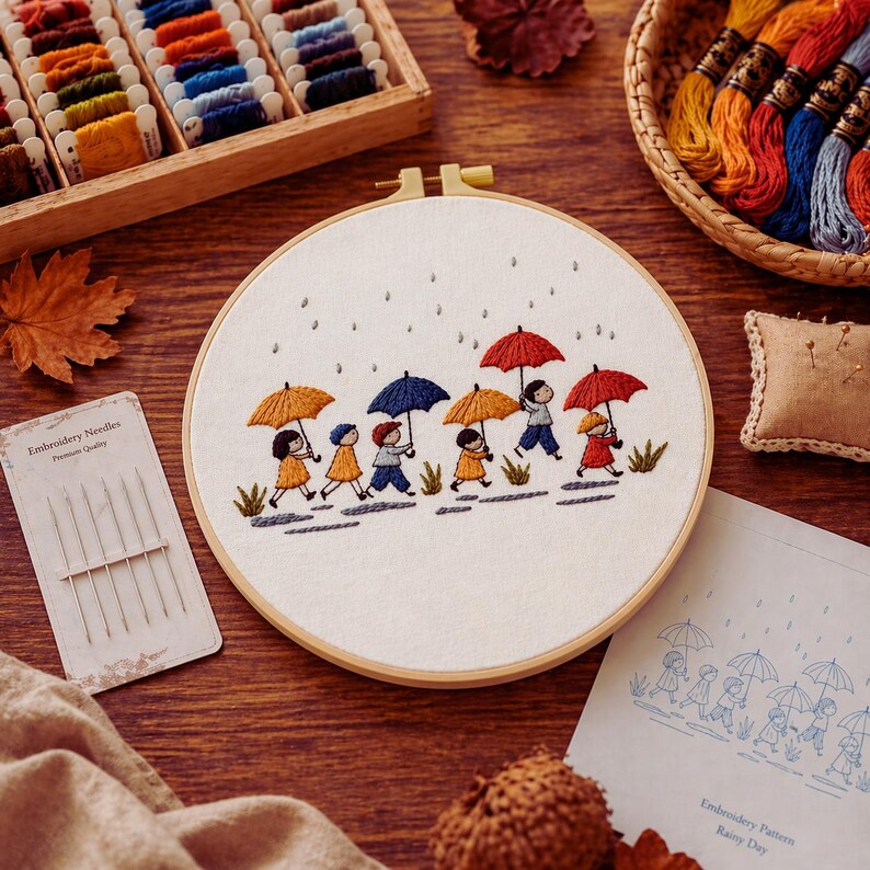 Children umbrella embroidery kit supplies