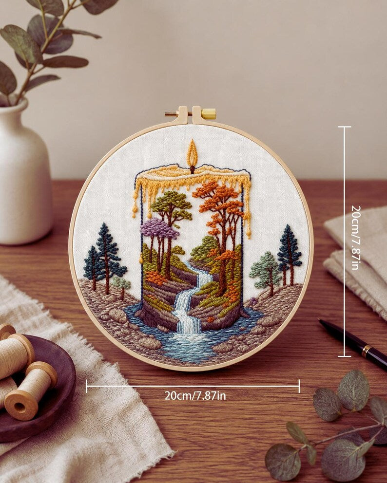 Candle forest waterfall embroidery kit supplies