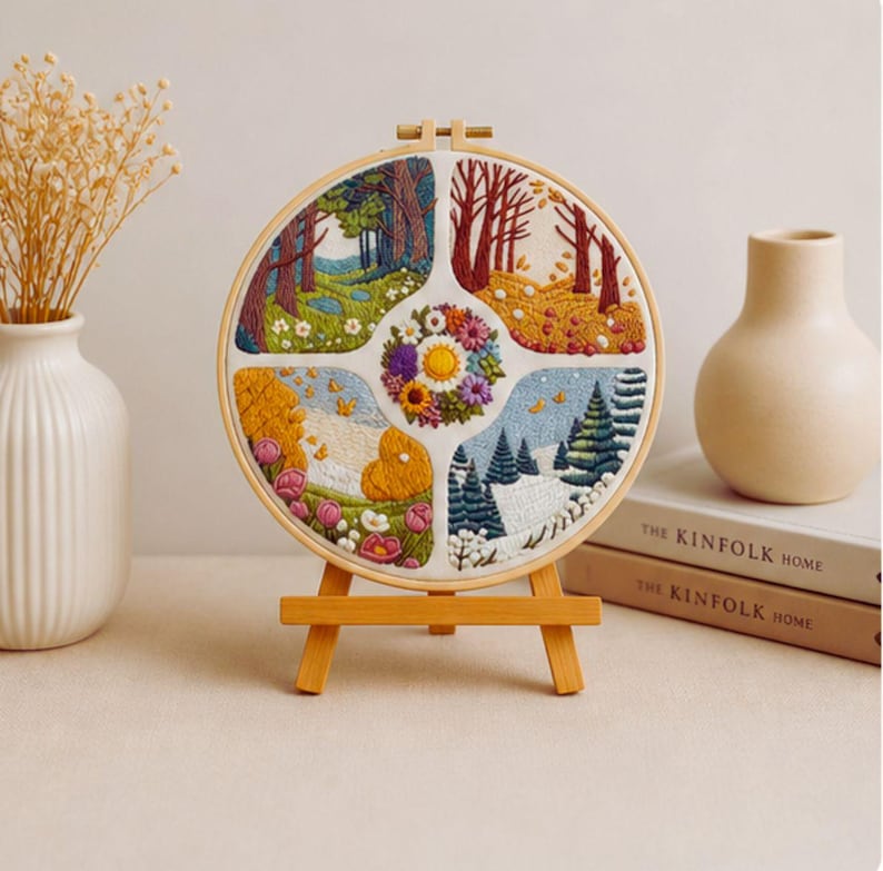 Four Seasons embroidery pattern detail