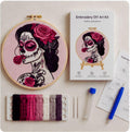 Sugar skull gothic rose embroidery hoop finished piece