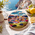 Mediterranean village embroidery kit finished design