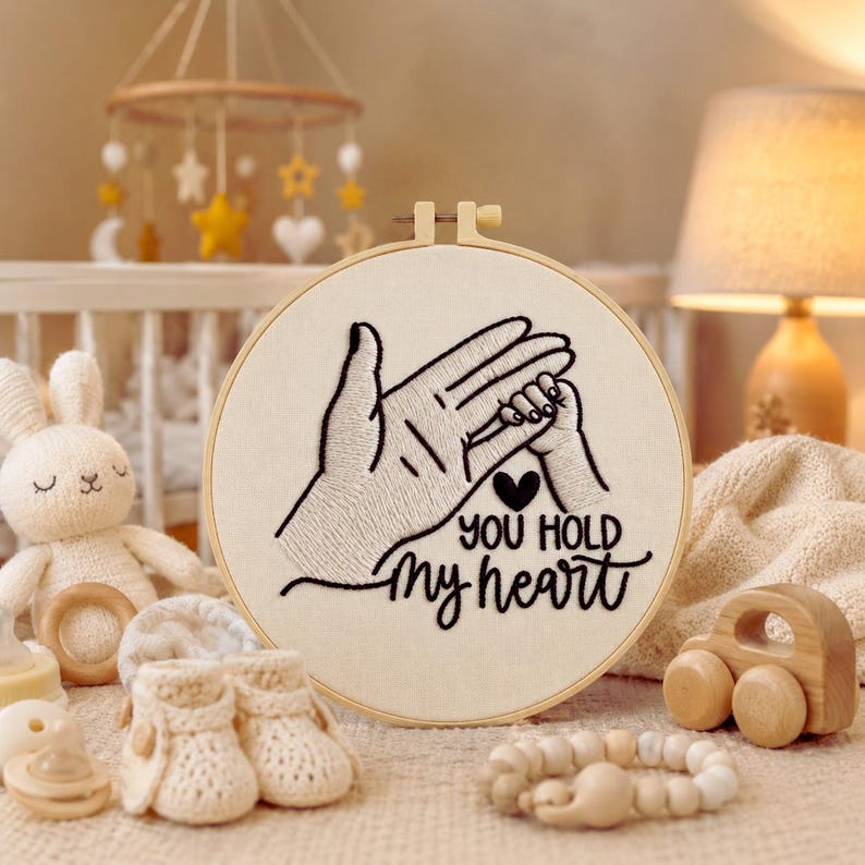 Romantic line art embroidery design detail