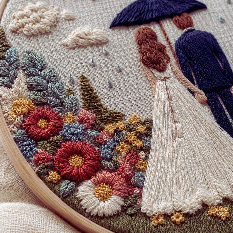 Wedding floral embroidery kit packaging