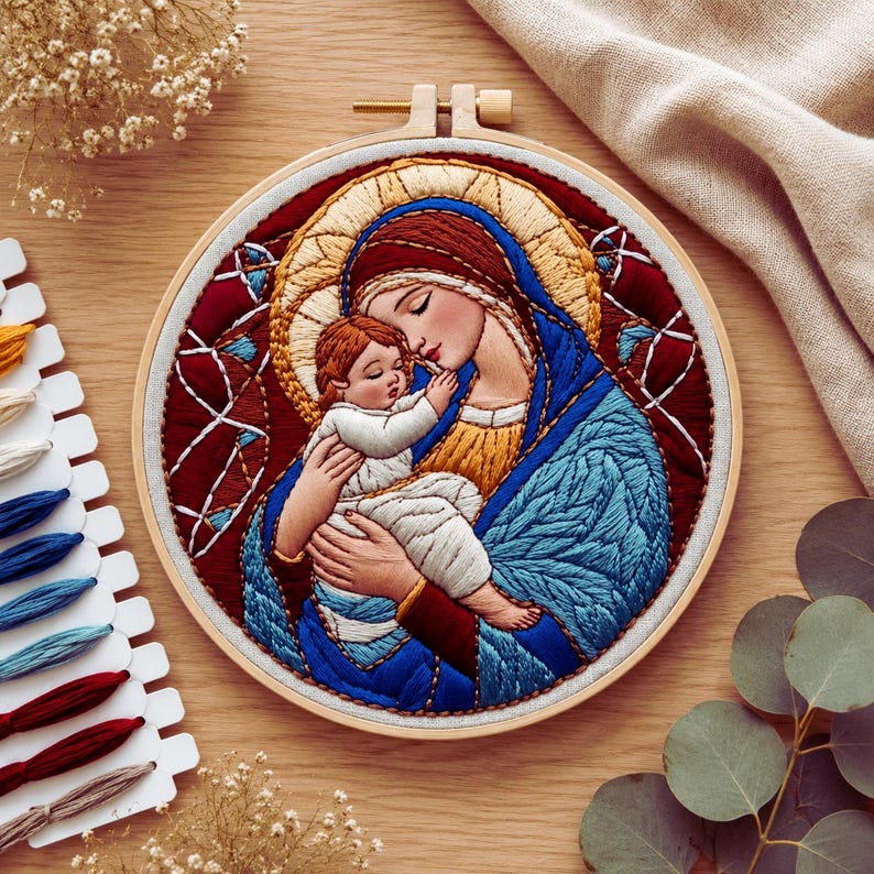 Madonna embroidery kit supplies