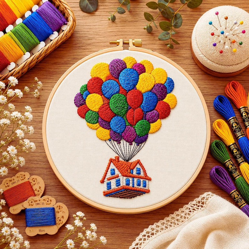 Hot Air Balloon Embroidery Kit