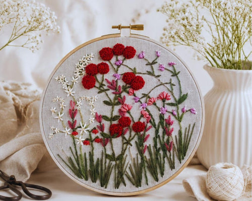 3D Wildflower embroidery kit finished hoop art