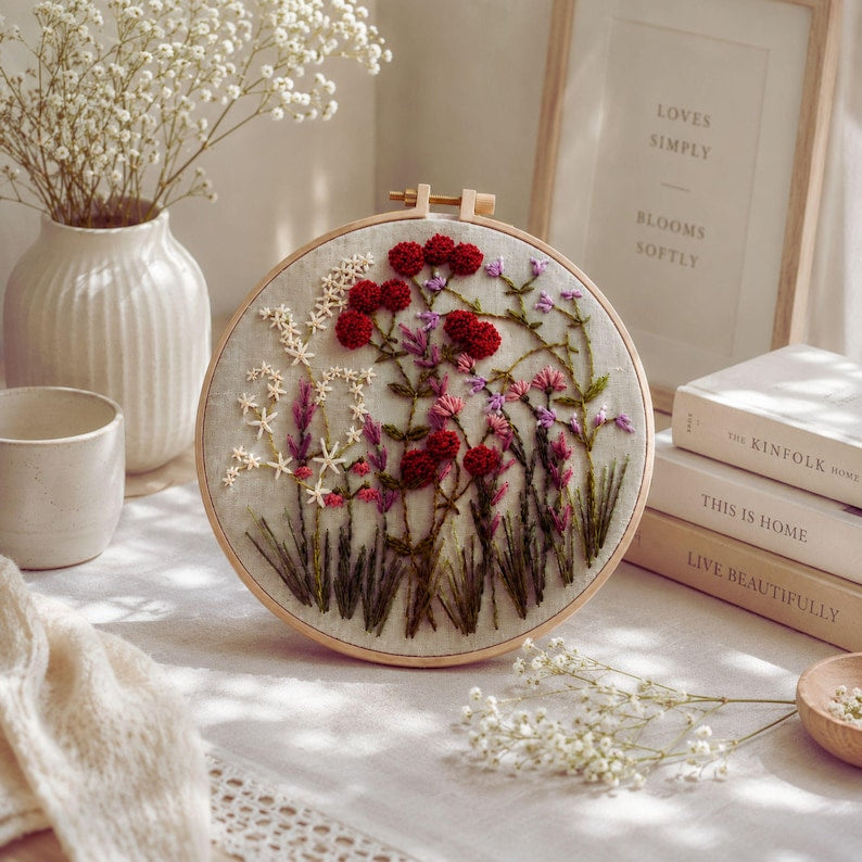 3D Wildflower embroidery kit contents and materials