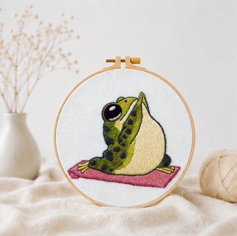 Kawaii Frog Embroidery Kit