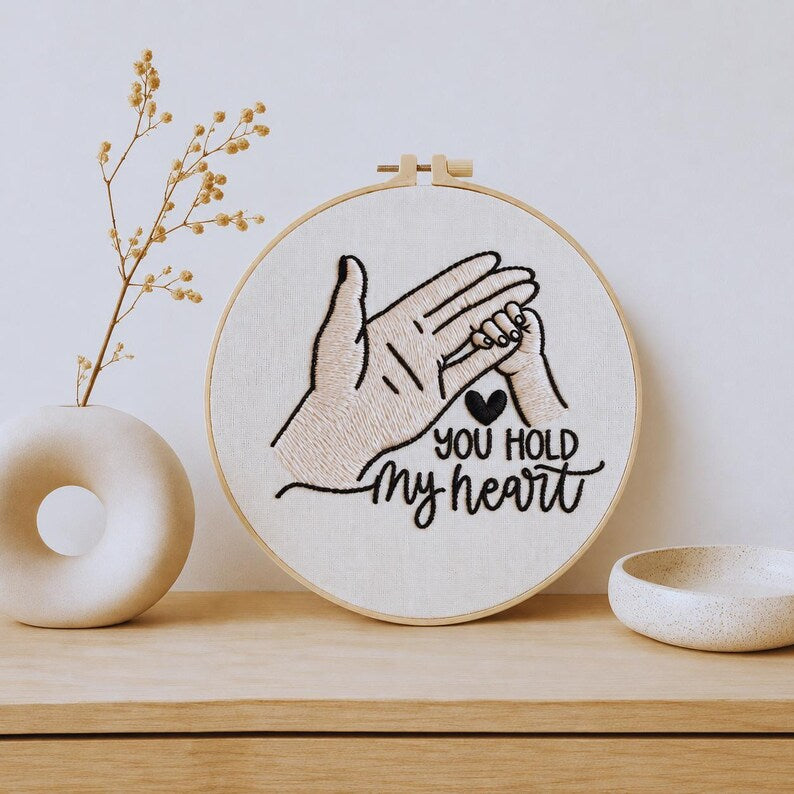 Line art embroidery kit packaging