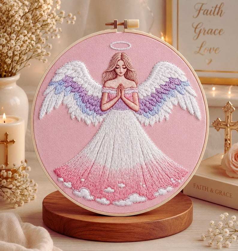 Guardian Angel embroidery kit pattern detail