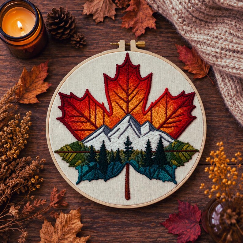 Maple Leaf Mountain Embroidery Kit