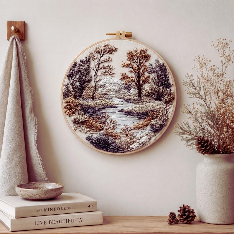 Winter forest embroidery kit contents