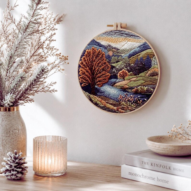 Mountain river embroidery kit contents
