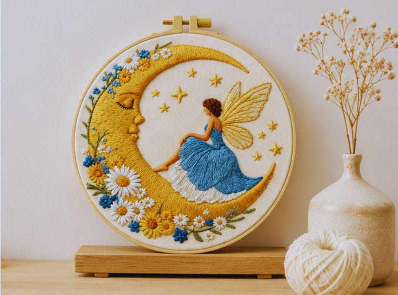 Moon Fairy embroidery kit pattern detail