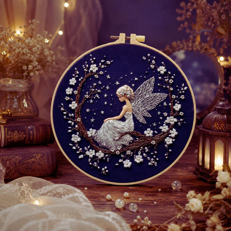 Moon fairy embroidery kit contents
