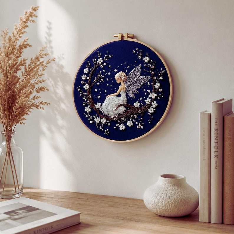 Moon fairy embroidery kit styled scene