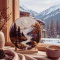 Mountain forest river landscape embroidery kit finished piece