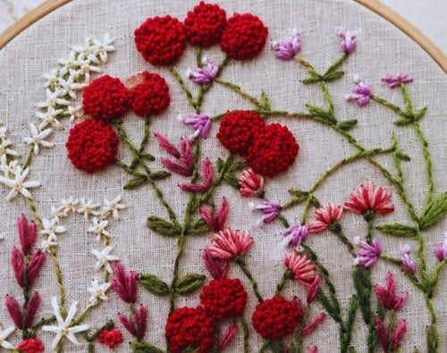 3D Wildflower embroidery kit textured floral detail