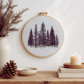 Minimalist pine forest embroidery hoop art