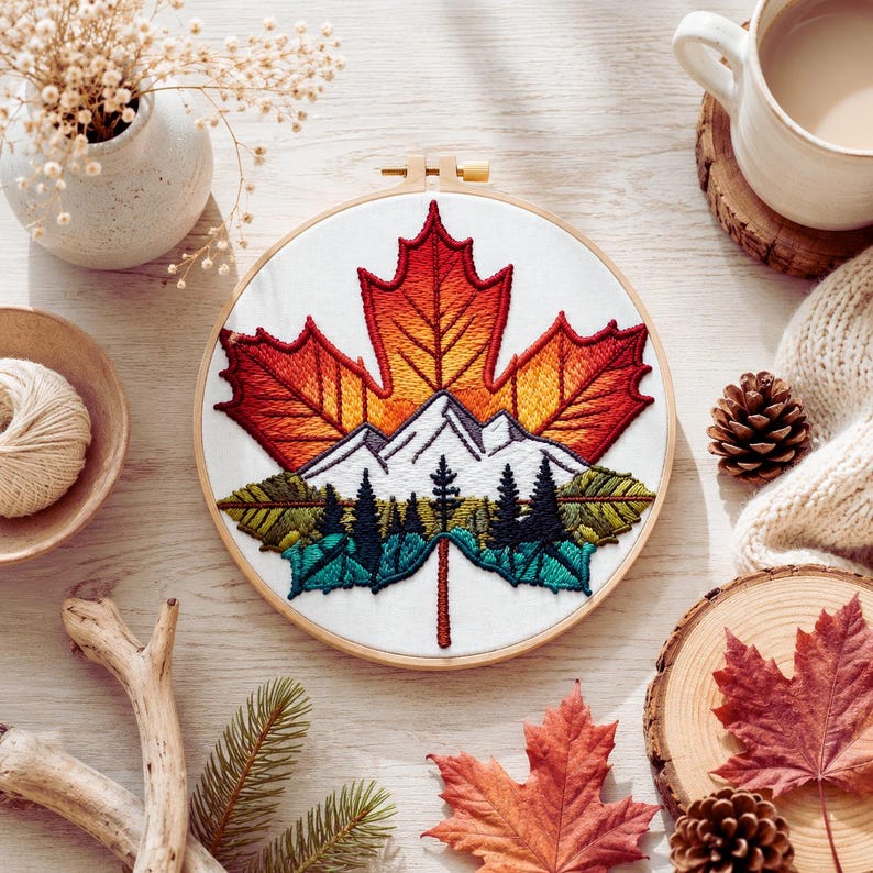 Maple Leaf Mountain Embroidery Kit