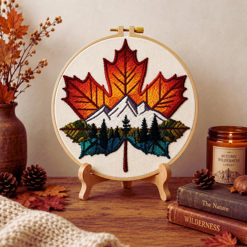 Maple Leaf Mountain Embroidery Kit