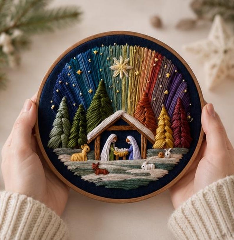 Nativity Embroidery Kit – DIY Christmas Nativity Scene, Christian Needlework Kit, Beginner Embroider