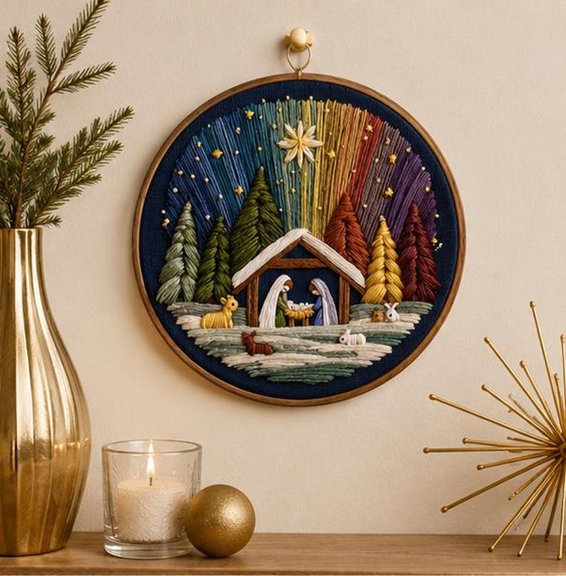 Nativity Embroidery Kit – DIY Christmas Nativity Scene, Christian Needlework Kit, Beginner Embroider