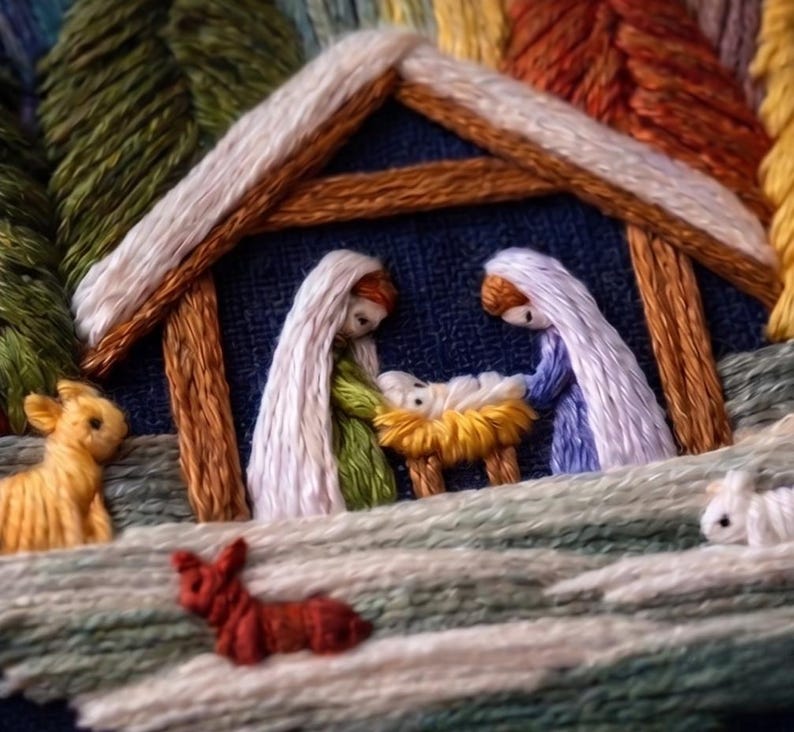Nativity Embroidery Kit – DIY Christmas Nativity Scene, Christian Needlework Kit, Beginner Embroider