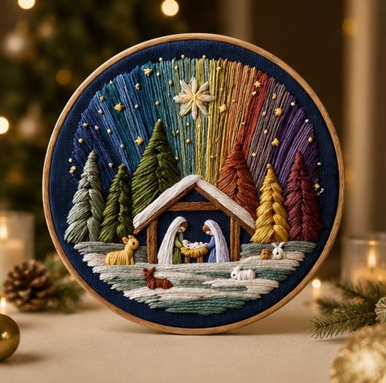 Nativity Embroidery Kit – DIY Christmas Nativity Scene, Christian Needlework Kit, Beginner Embroider