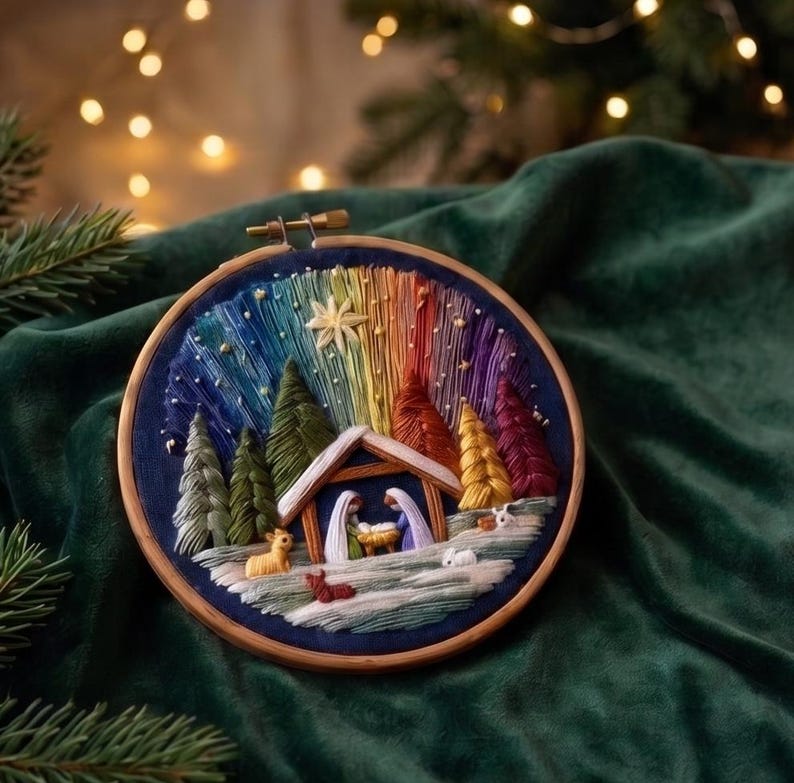 Nativity Embroidery Kit – DIY Christmas Nativity Scene, Christian Needlework Kit, Beginner Embroider