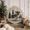 Woodland moose embroidery kit finished design