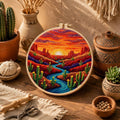 Desert Punch Needle Kit for Beginners, Sunset Landscape DIY Punch Needle Kit, Cactus Needle Punch Cr