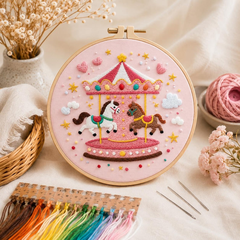 Carousel embroidery pattern detail