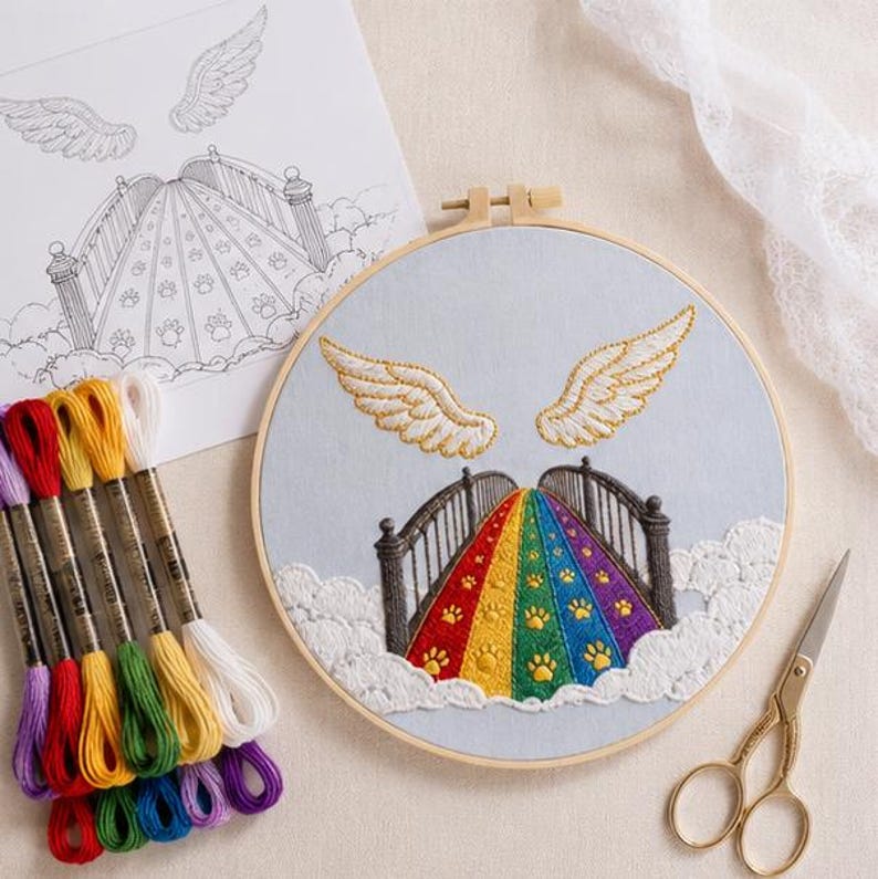 Rainbow bridge embroidery pattern detail