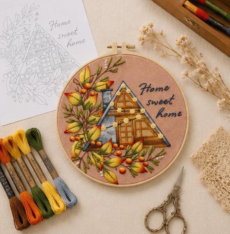 Home sweet home embroidery hoop size options
