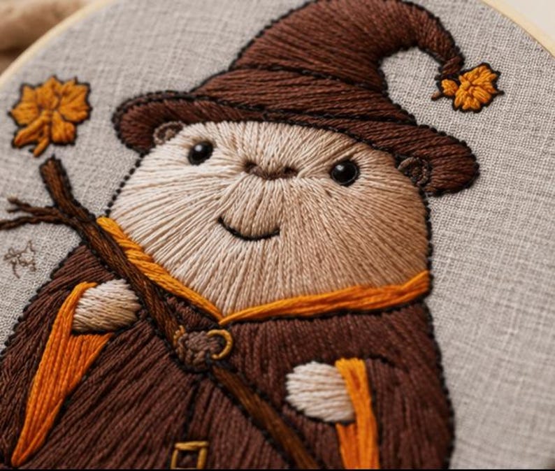 Wizard embroidery pattern detail