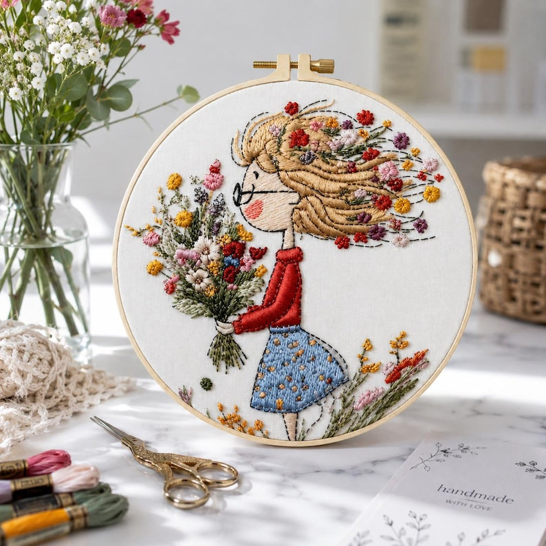 Wildflower Girl Embroidery Kit