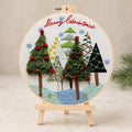 Christmas Tree Embroidery Kit for Beginners, Winter Forest DIY Needlework Set, 20 cm Holiday Craft G