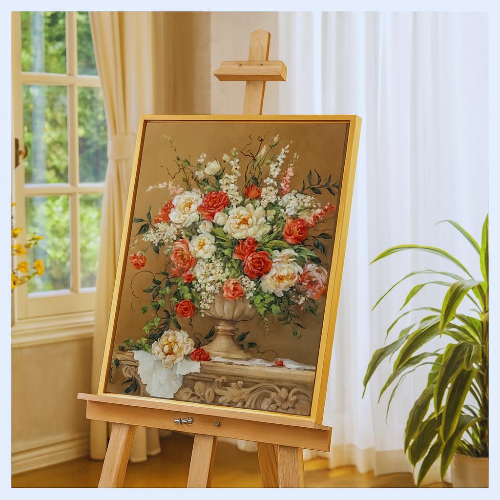 Floral Still Life Cross Stitch Kit: 11CT Printed Canvas DIY Embroidery, Beginner Friendly Kit