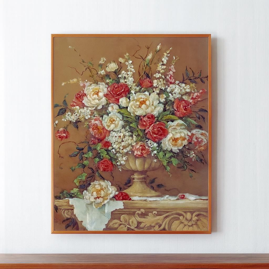 Floral Still Life Cross Stitch Kit: 11CT Printed Canvas DIY Embroidery, Beginner Friendly Kit