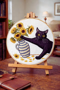 Sunflower Cat Embroidery Kit | DIY Needlework Craft