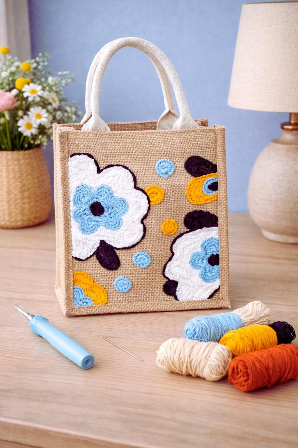 Floral Tote Bag Punch Needle Kit