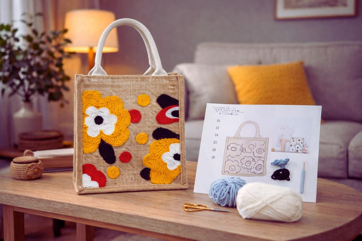 Floral Tote Bag Punch Needle Kit