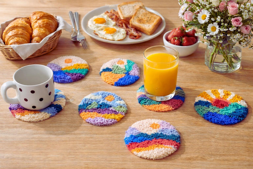 Punch Needle Coaster Kit: Colorful Boho DIY Embroidery Craft Home Decor