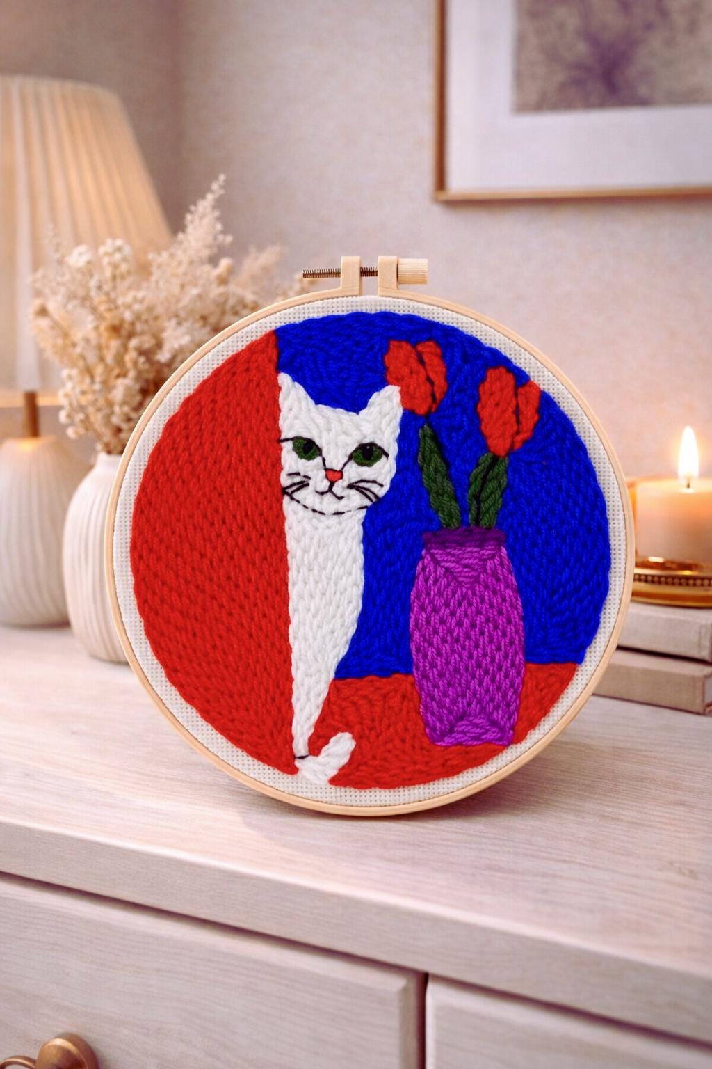 Floral Cat Punch Needle Kit