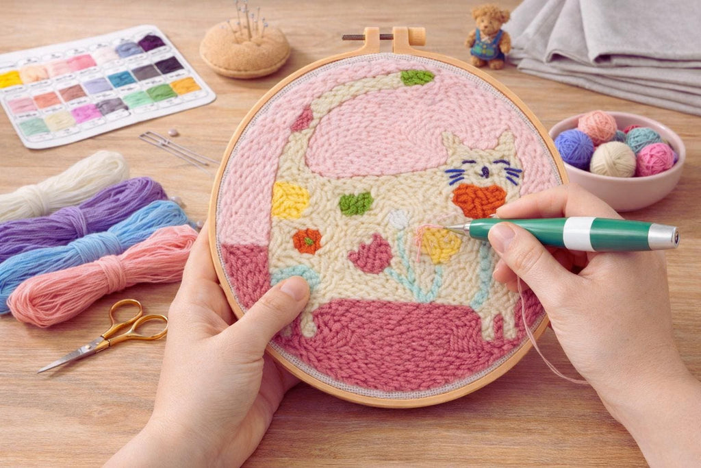 Floral Cat Punch Needle Kit