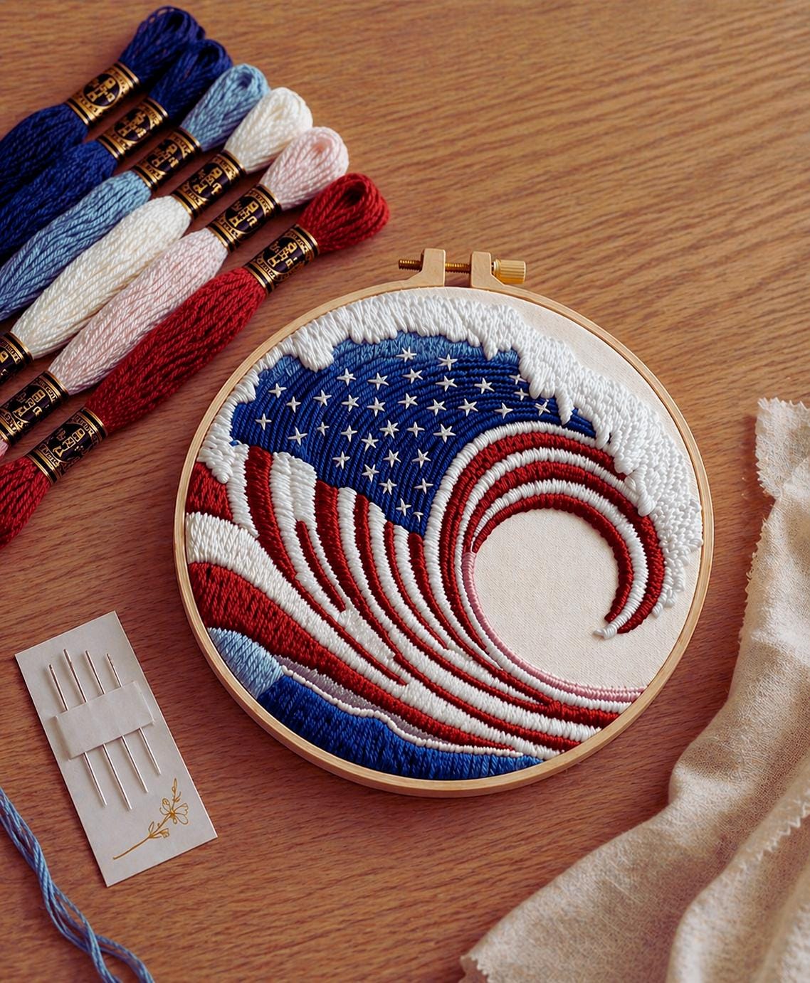 American Flag Wave Embroidery Kit