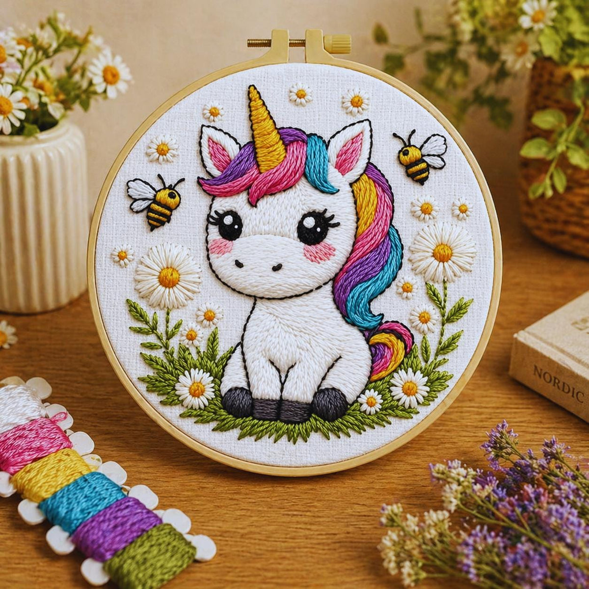 Unicorn Embroidery Kit 20cm