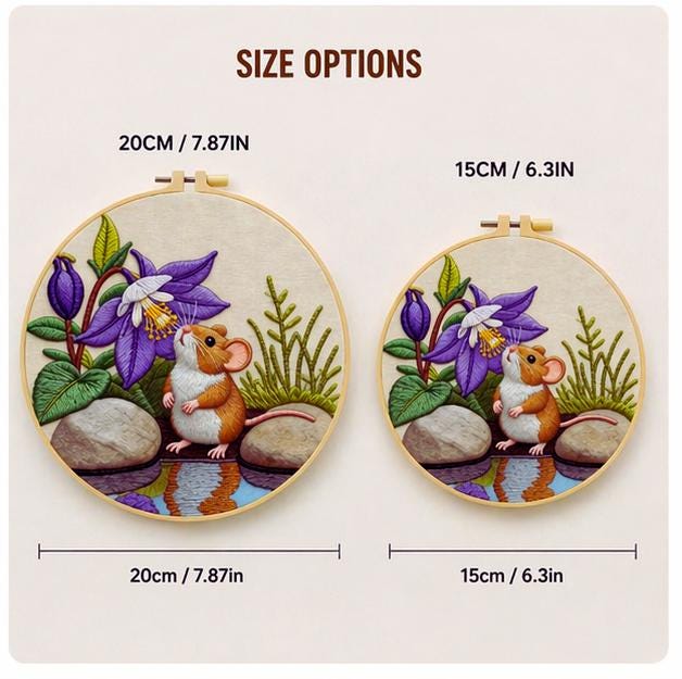 Floral Mouse Embroidery Kit for Beginners | DIY Craft Set
