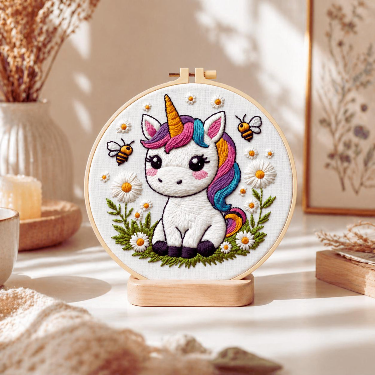 Unicorn Embroidery Kit 20cm